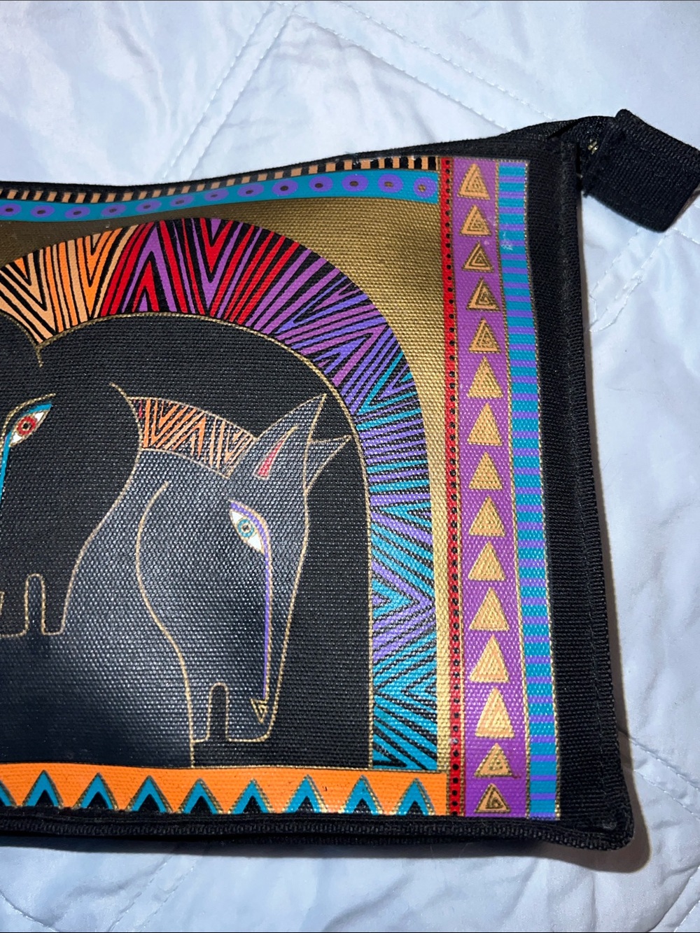 Laurel Burch Black Multicolor Horse Cosmetic Pouch - Picture 3 of 7